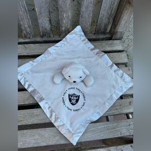 Baby Fanatic Raiders Football Lovey Security Blanket Lovey Satin Gray Black Bear